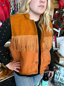 Y’all Fly Puffer Vest (Saddle)