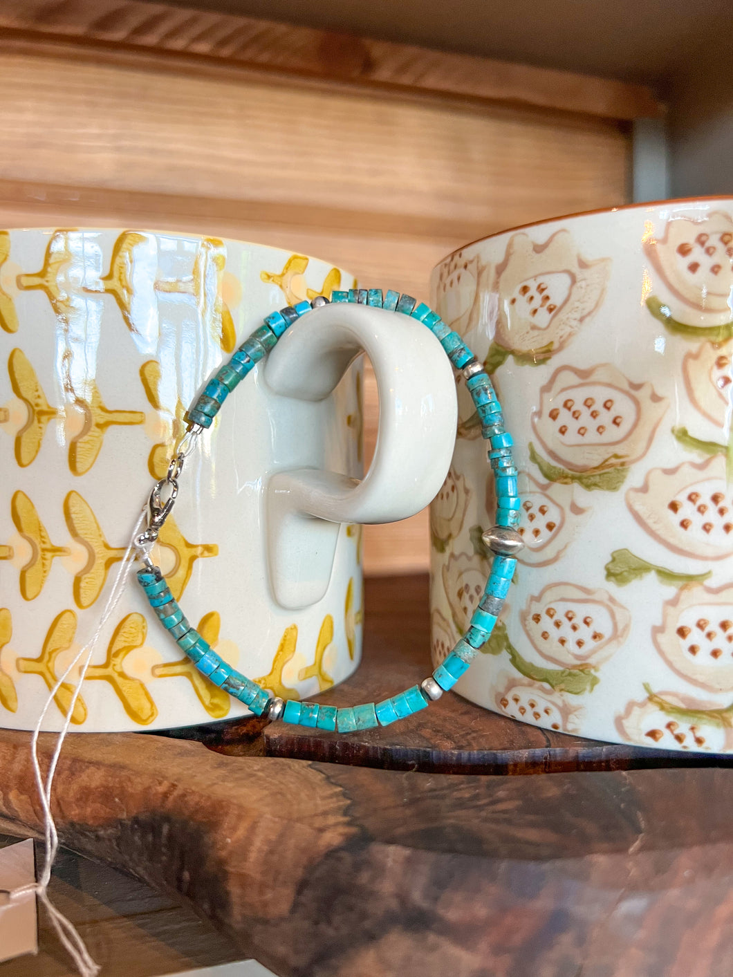 7MM Saucer Pearl Turquoise Bracelet