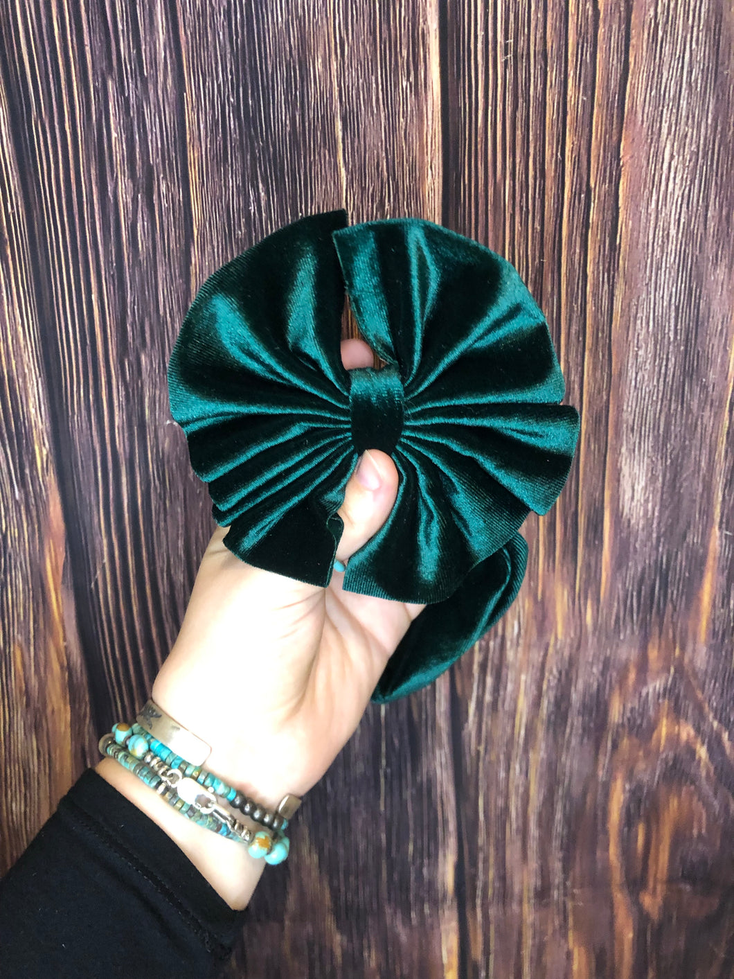 Forest Green messy Head-wrap Bow