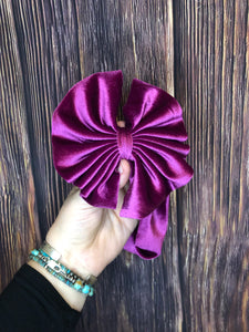 Purple messy Head-wrap Bow