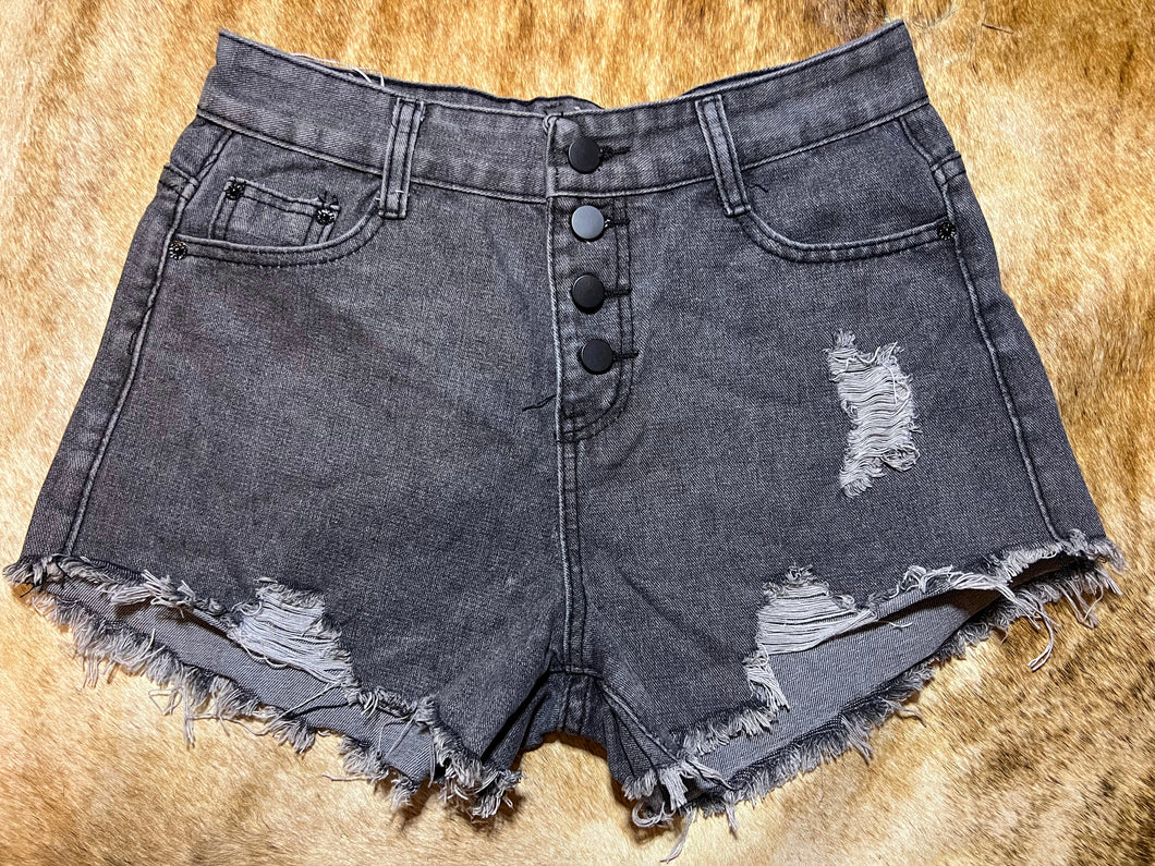 Smoke Grey Denim Shorts