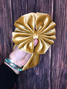 Golden messy Head-wrap Bow